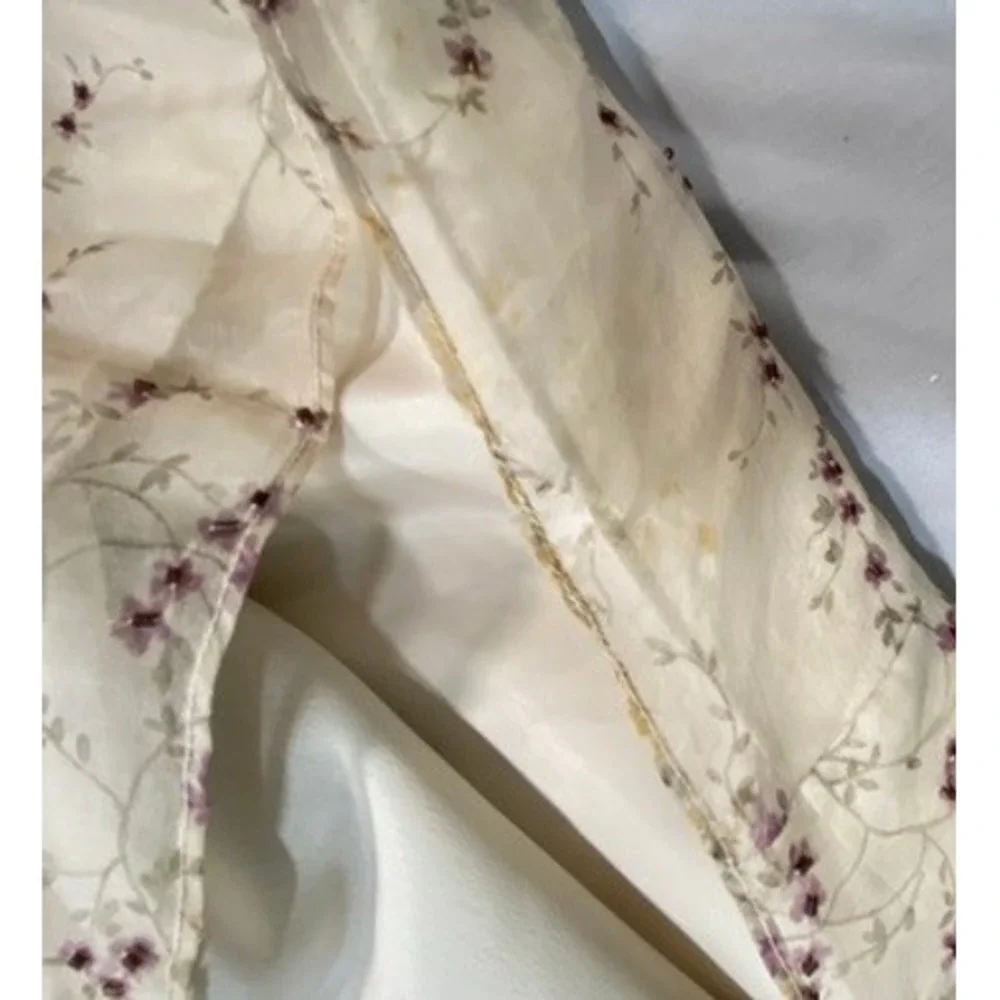 Silk Club Collection Vintage 100% Silk Floral Maxi Skirt Cream Purple Womens 6
